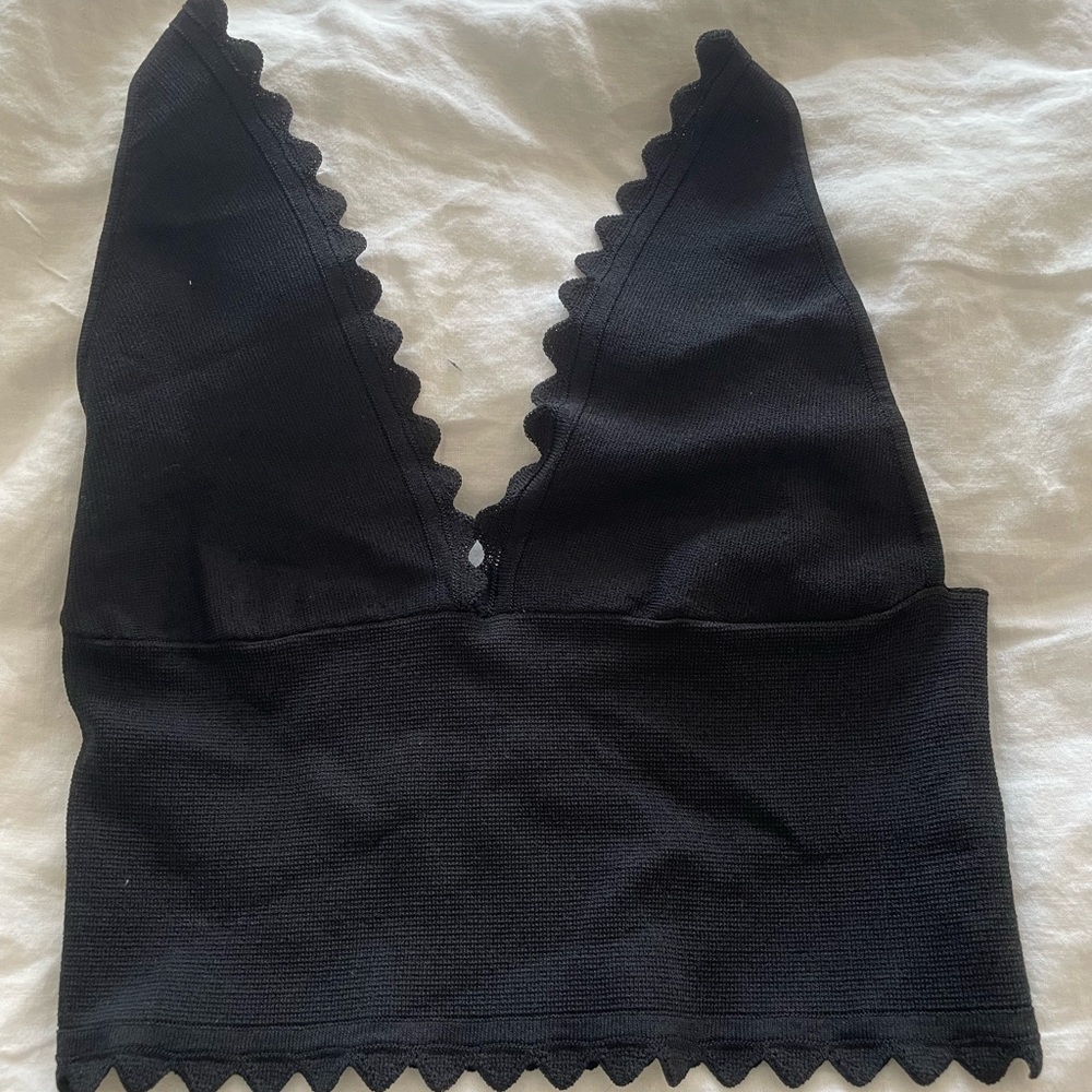 Intimately Free People Black Scalloped Crop Top - Black, NWT